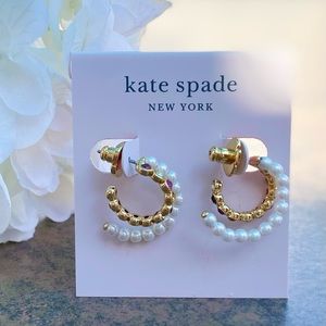 NWT KATE SPADE ♠️ PEARL CAVIAR DOUBLE HUGGIES EARRINGS
